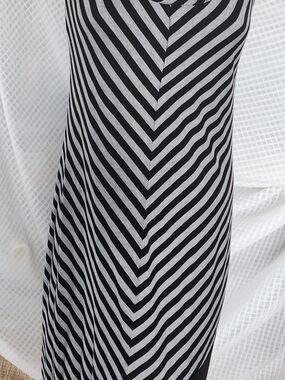 Just Love Black and Gray Striped V-Neck Maxi Dress